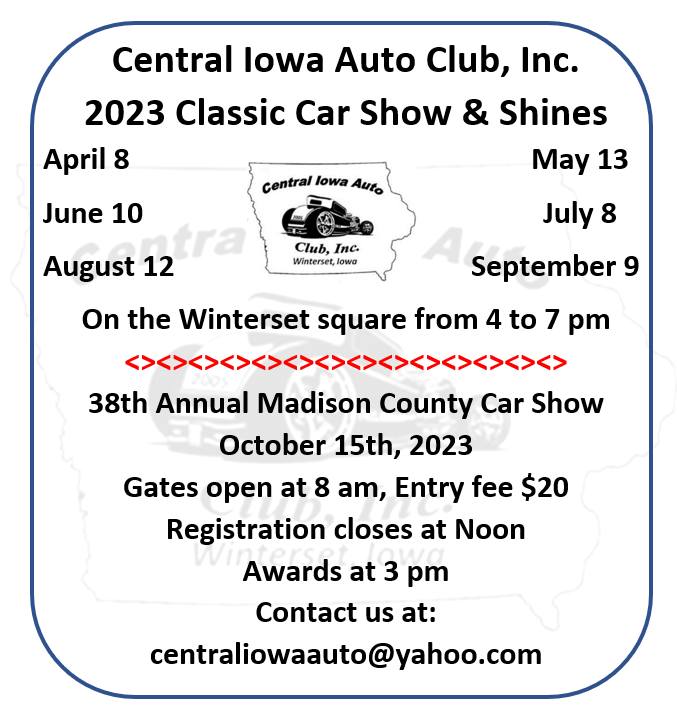 Car Show  Madison County, Iowa Chamber & Welcome Center